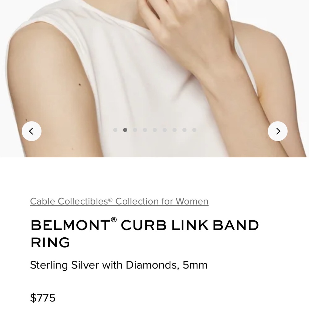 David Yurman Belmont Curb Link Band Ring Sterling Silver Diamonds - Picture 9 of 14